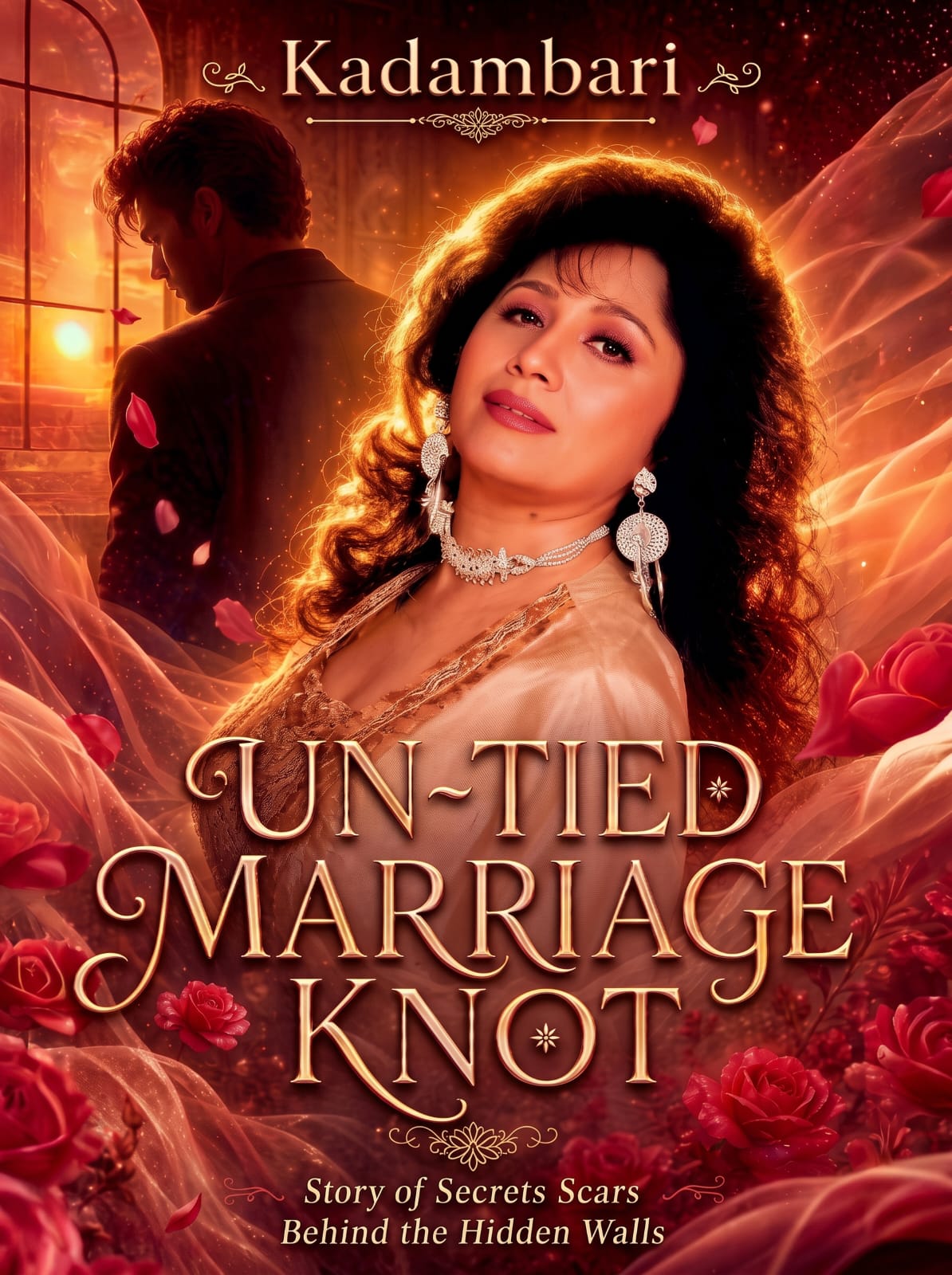Un-tied Marriage Knot book cover — Kadambari, with a man turned away in the background